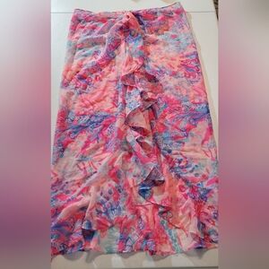 Lilly Pulitzer Vibrant Pink and Blue Sarong Wrap One Size